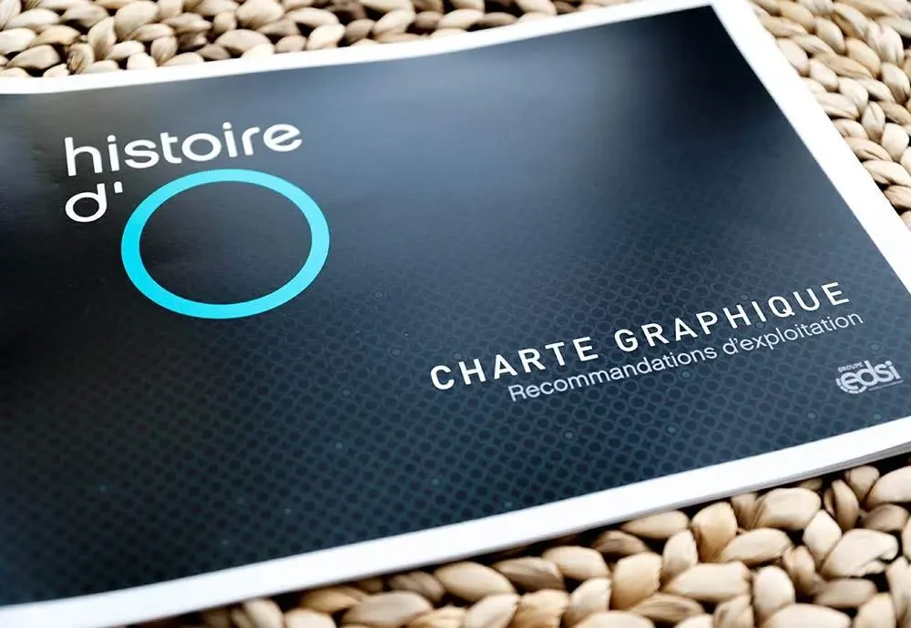 Charte graphique d’Histoire d’O réalisée par l’agence Hippocampe, avec le logo et les recommandations d’usage