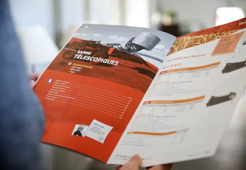 Page intérieure du catalogue Magsi détaillant la gamme télescopique, résultat d’une refonte éditoriale orchestrée par Hippocampe pour une meilleure lisibilité et efficacité commerciale