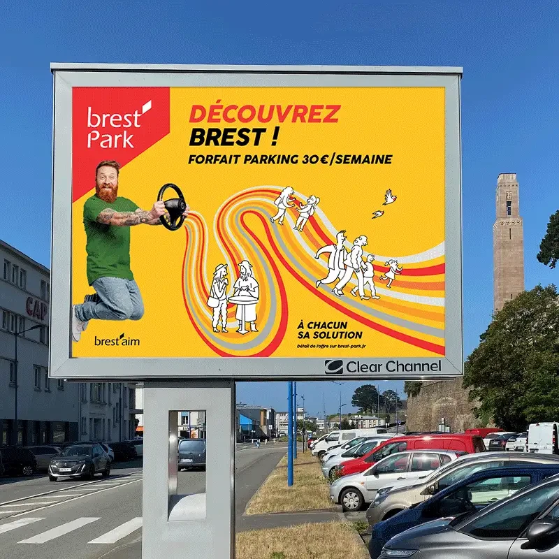 Création de panneau publicitaire hippocampe graphisme création collective brest